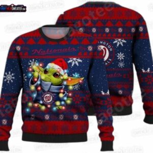 Baby Yoda Lights Washington Nationals Ugly Christmas Sweater – Baseball Holiday Gift