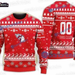Custom Name Number Cleveland Guardians Ugly Christmas Sweater – Red Baseball Holiday Gift