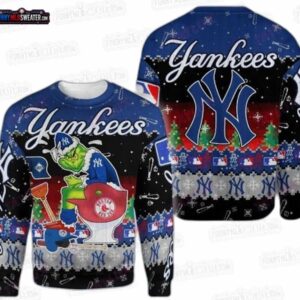 Funny Grinch Toilet New York Yankees Ugly Christmas Sweater – Baseball Holiday Gift