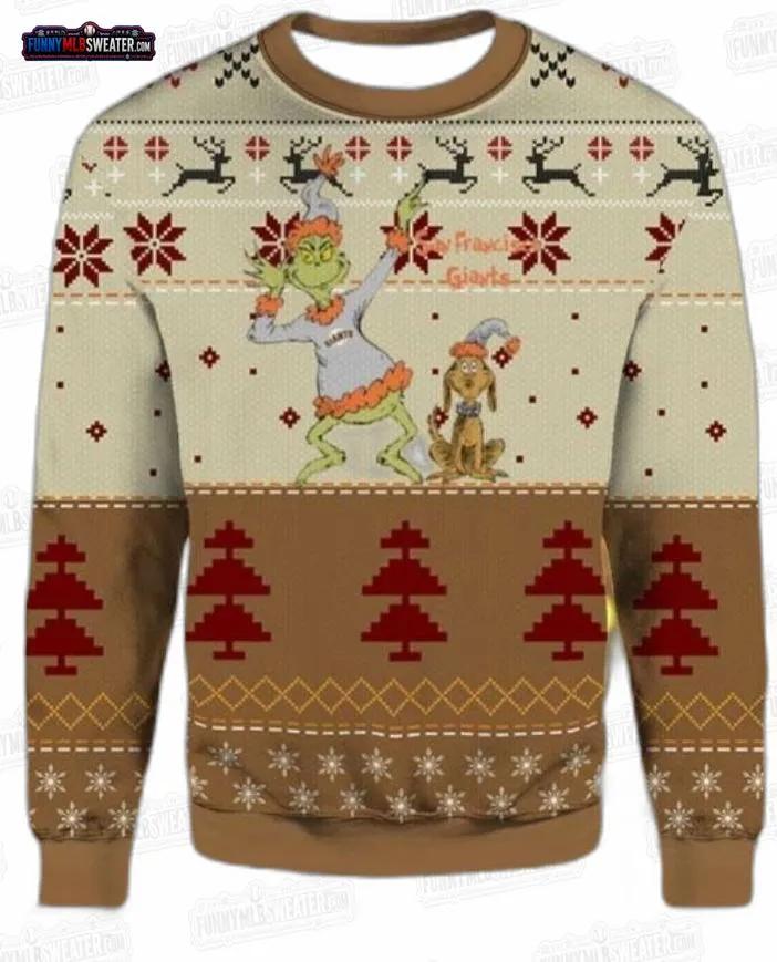 Grinch and Max San Francisco Giants Ugly Christmas Sweater – Beige Baseball Holiday Gift Grinch and Max San Francisco Giants Ugly Christmas Sweater – Beige Baseball Holiday Gift