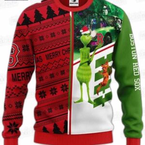 Grinch and Scooby Doo Boston Red Sox Ugly Christmas Sweater – Baseball Holiday Gift