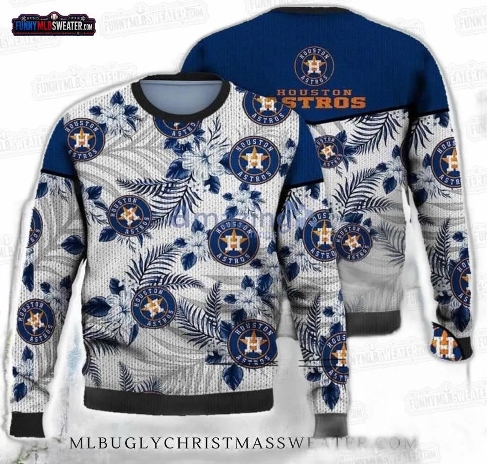 Tropical Leaf Houston Astros Ugly Christmas Sweater – Navy Botanical Baseball Holiday Gift Tropical Leaf Houston Astros Ugly Christmas Sweater – Navy Botanical Baseball Holiday Gift