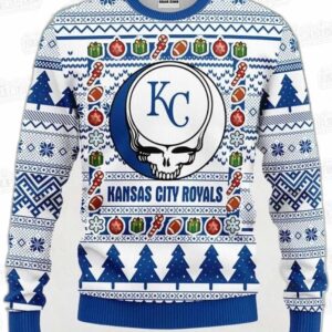 Skull Ornament Kansas City Royals Ugly Christmas Sweater – Blue Baseball Holiday Gift