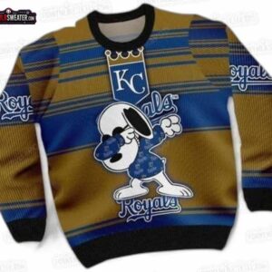 Snoopy Dab Kansas City Royals Ugly Christmas Sweater – Blue Gold Baseball Holiday Gift