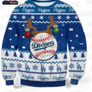 Reindeer Ornament Los Angeles Dodgers Ugly Christmas Sweater – Blue White Baseball Holiday Gift
