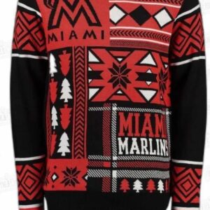 Red Black Patchwork Miami Marlins Ugly Christmas Sweater – Baseball Holiday Gift