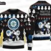 Snowflakes Logo Pattern Seattle Mariners Ugly Christmas Sweater – Navy White Baseball Holiday Gift